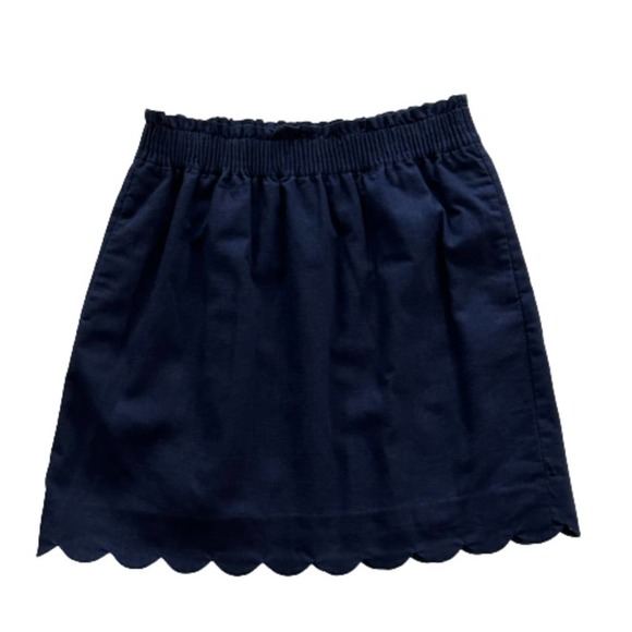 J. Crew Dresses & Skirts - J. Crew Skirt Navy Sidewalk Scalloped Hem Cotton Linen Blend Lined Skirt Size 6